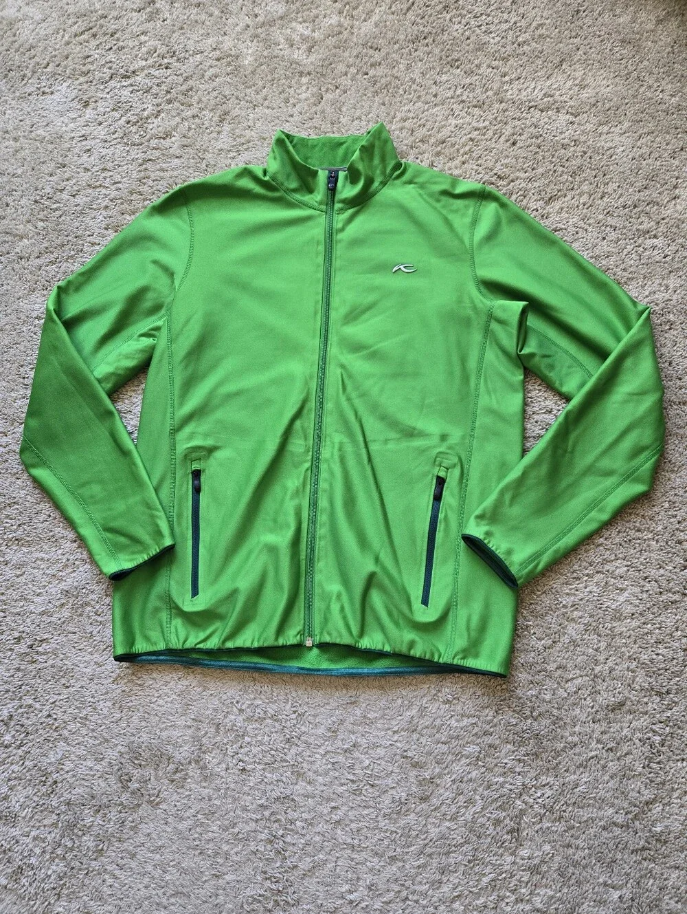 Kjus Midlayer Jacket Mens 52/L Full Zip Bright Green Active Golf